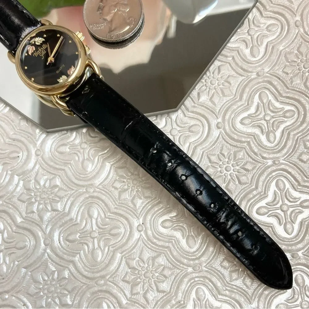 Black Hills Gold Real 12K Gold Leaves on Dial Ladies Watch